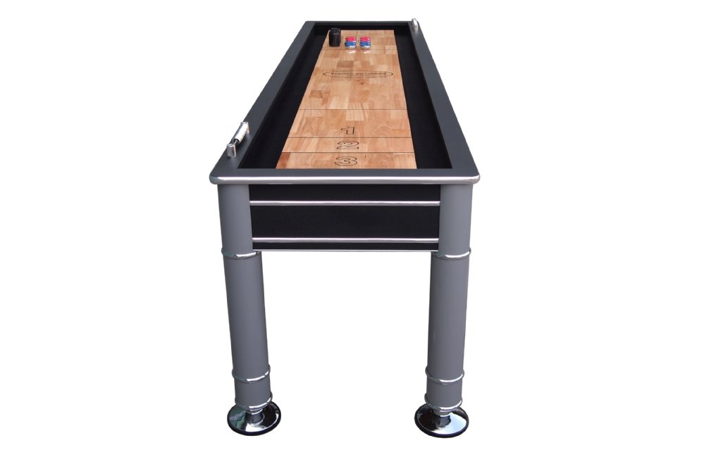 Berner Billiards The Cosmopolitan Shuffleboard Table in Black & Silver