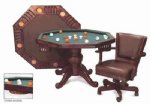3 in 1 Table - Octagon 48" w/Bumper Pool in Mahogany
