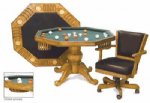 3 in 1 Table - Octagon 48" w/Bumper Pool in Oak