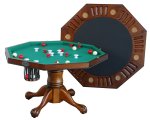 3 in 1 Table - Octagon 48" w/Bumper Pool - Antique Walnut by Berner Billiards