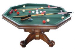 3 in 1 Table - Octagon 54" w/Bumper Pool - Dark Walnut by Berner Billiards