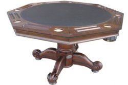 3 in 1 Table - Octagon 54" w/Bumper Pool +4 Chairs - Dark Walnut by Berner Billiards