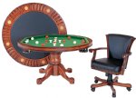 3 in 1 Table - Round 54" w/Bumper Pool +4 Chairs - Antique Walnut by Berner Billiards