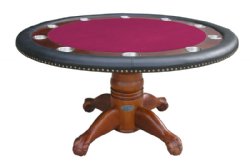 60" Round Poker Table + 4 Chairs in Antique Walnut by Berner Billiards