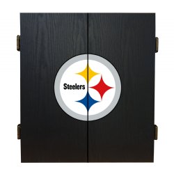 Pittsburgh Steelers Fan's Choice Dartboard, Dart & Cabinet Set in Black<BR>FREE SHIPPING