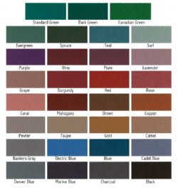 Billiard Cloth / Felt (color chart)