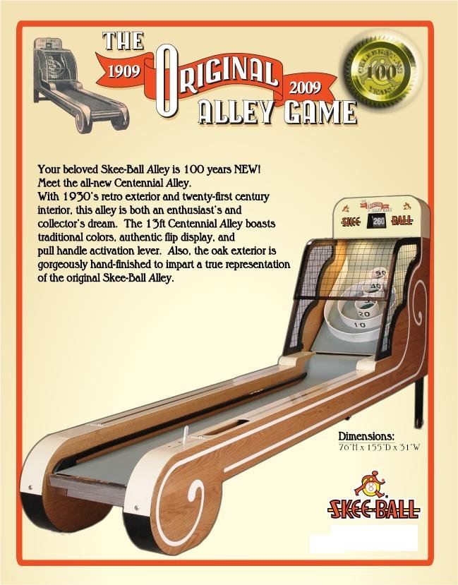 SkeeBall Centennial Alley Anniversary Edition Skee Ball Machine
