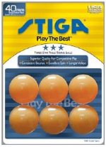 STIGA 3-Star Table Tennis Balls 6 Pack  / Ping Pong Balls in Orange<BR>FREE SHIPPING
