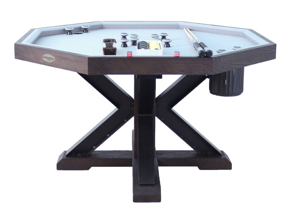 3 in 1 Table Octagon 54 inch Weathered Table with Slate Bumper Pool
