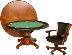 60" Round Poker Table w/ Dining Top & 6 Chairs in Walnut by Berner Billiards<br>FLOOR MODEL - FL ONLY