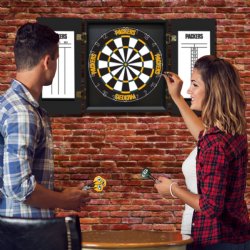 Green Bay Packers Fan's Choice Dartboard, Dart & Cabinet Set in Black<BR>FREE SHIPPING