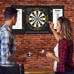 Pittsburgh Steelers Fan's Choice Dartboard, Dart & Cabinet Set in Black<BR>FREE SHIPPING