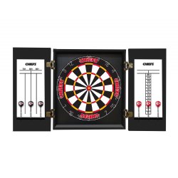 Kansas City Chiefs Fan's Choice Dartboard, Dart & Cabinet Set in Black<BR>FREE SHIPPING