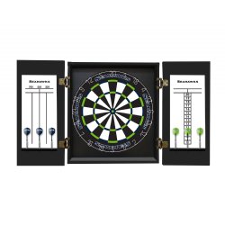 Seattle Seahawks Fan's Choice Dartboard, Dart & Cabinet Set in Black<BR>FREE SHIPPING