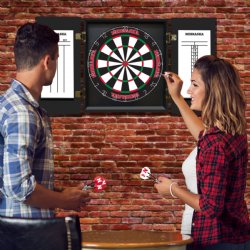 University Of Nebraska - Cornhuskers Fan's Choice Dartboard, Dart & Cabinet Set in Black<BR>FREE SHIPPING