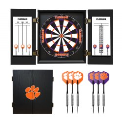 Clemson University Tigers - Fan's Choice Dartboard, Dart & Cabinet Set in Black<BR>FREE SHIPPING