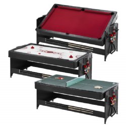 Pockey 3 in 1 Pool, Air Hockey & Ping Pong Table with Red Cloth by FatCat <BR>FREE SHIPPING