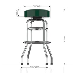 Green Bay Packers Chrome Pub Bar Stool<BR>FREE SHIPPING