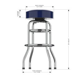 Denver Broncos Chrome Pub Bar Stool<BR>FREE SHIPPING