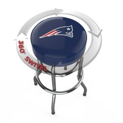 New England Patriots Chrome Pub Bar Stool<BR>FREE SHIPPING