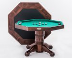 The Boca 3 in 1 Bumper Pool Table - 48" Octagon with SLATE bed in Antique Walnut<br>FREE SHIPPING