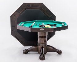 The Boca 3 in 1 Bumper Pool Table - 48" Octagon with SLATE bed in Espresso<br>FREE SHIPPING
