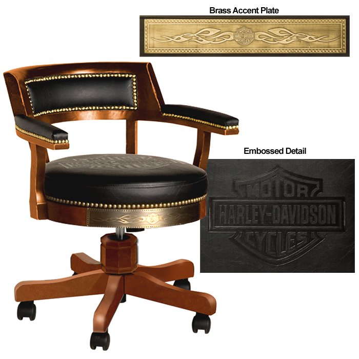 HarleyDavidson® HD® Bar & Shield Flames Poker Chair w/Heritage Brown