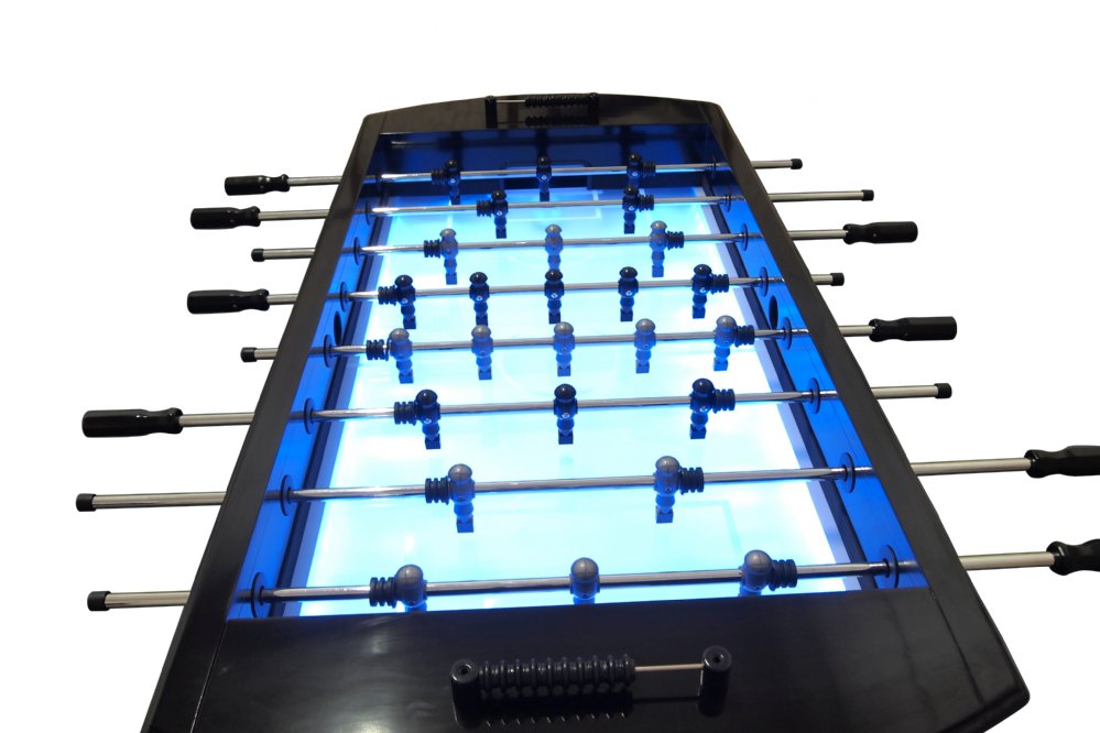 The Neon Foosball Table in Black with Light Up Glow Playfield by Berner