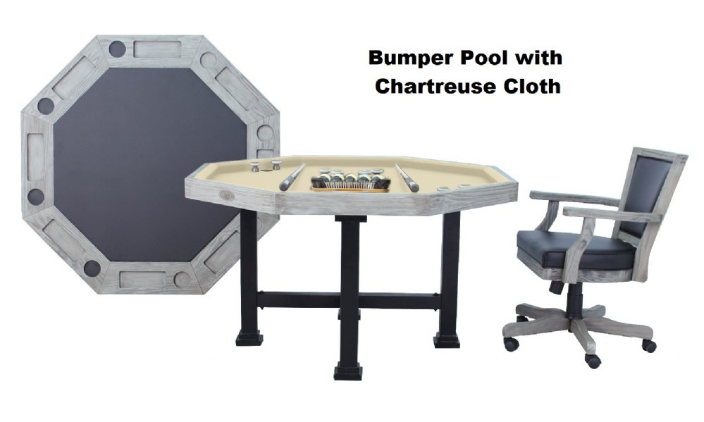 3 in 1 Table Octagon 54 inch Table with Slate Bumper Pool, Poker and