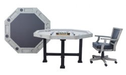 3 in 1 Table - Octagon 54" Urban Bumper Pool with SLATE bed in Silver Mist<br>FREE SHIPPING - ON SALE