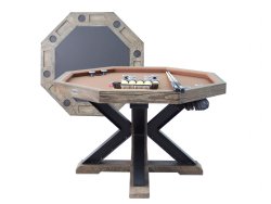 3 in 1 Table - Octagon 48" Weathered Bumper Pool with SLATE bed in Desert Sand<br>FREE SHIPPING