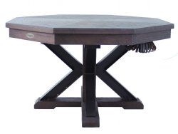 3 in 1 Table - Octagon 54" Weathered Bumper Pool with SLATE bed in Black Oak<br>FREE SHIPPING