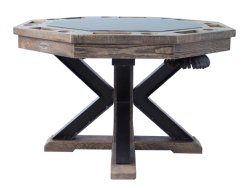 3 in 1 Table - Octagon 48" Weathered Bumper Pool with SLATE bed in Desert Sand<br>FREE SHIPPING