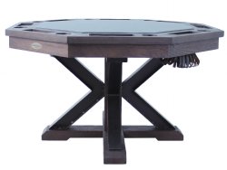 3 in 1 Table - Octagon 48" Weathered Bumper Pool with SLATE bed in Black Oak<br>FREE SHIPPING