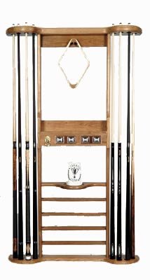 Deluxe 8 Cue Wall Rack in Oak