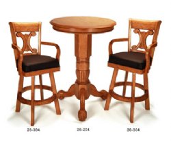 Oak Pedestal Pub Table & 2 Chair Set by Berner Billiards