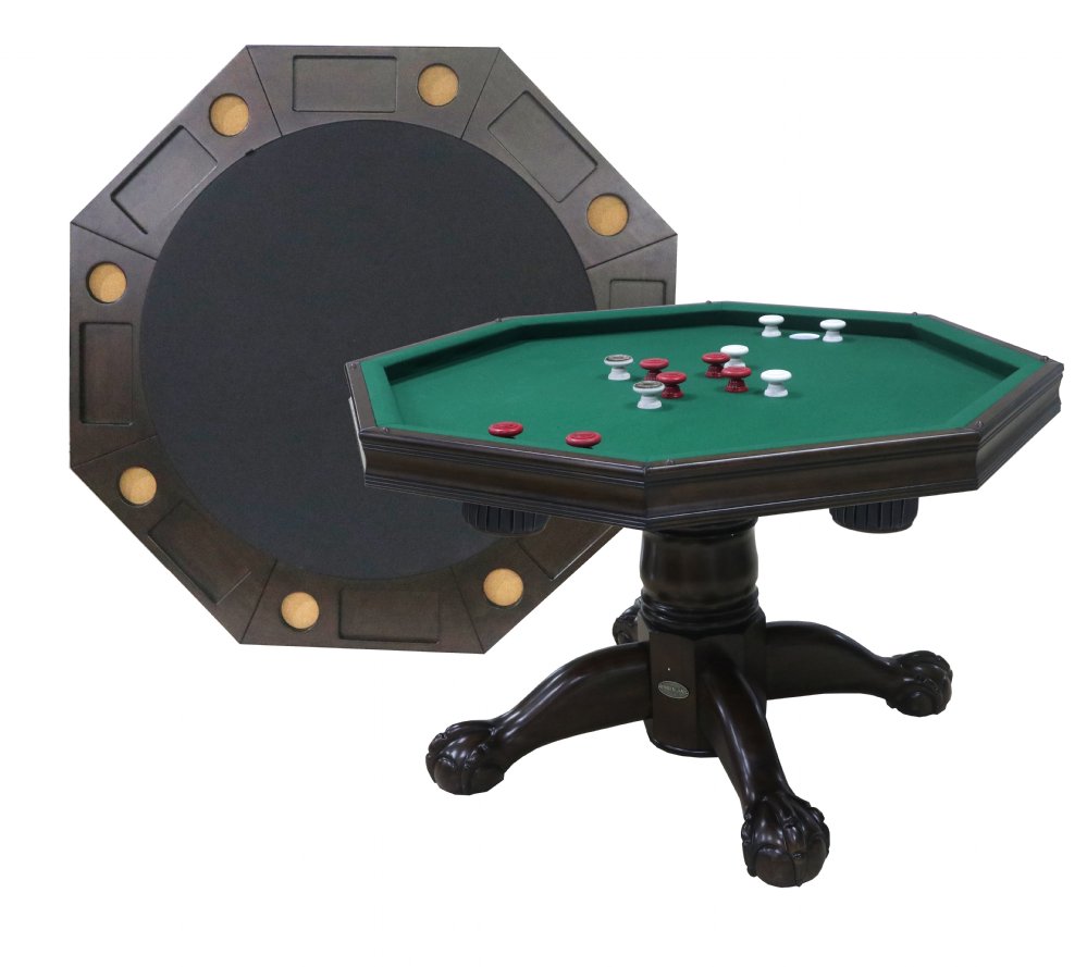 3 In 1 Table Octagon 48 W Bumper Pool In Espresso By Berner Billiards Bumper Pool Poker Table Dining Table