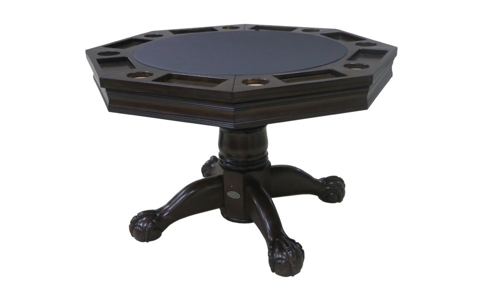 3 in 1 Table Octagon 48 w/ Bumper Pool in Espresso by Berner