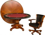 60" Round Poker Table w/ Dining Top & 6 Chairs in Walnut by Berner Billiards<br>FLOOR MODEL - FL ONLY