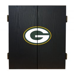 Green Bay Packers Fan's Choice Dartboard, Dart & Cabinet Set in Black<BR>FREE SHIPPING
