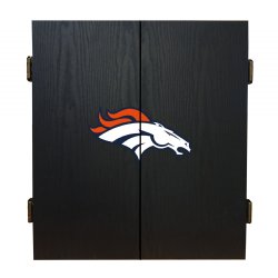 Denver Broncos Fan's Choice Dartboard, Dart & Cabinet Set in Black<BR>FREE SHIPPING