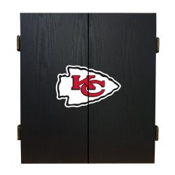 Kansas City Chiefs Fan's Choice Dartboard, Dart & Cabinet Set in Black<BR>FREE SHIPPING