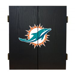 Miami Dolphins Fan's Choice Dartboard, Dart & Cabinet Set in Black<BR>FREE SHIPPING