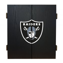 Las Vegas Raiders Fan's Choice Dartboard, Dart & Cabinet Set in Black<BR>FREE SHIPPING