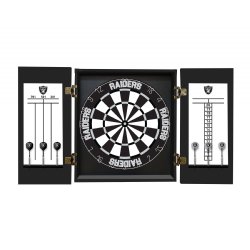 Las Vegas Raiders Fan's Choice Dartboard, Dart & Cabinet Set in Black<BR>FREE SHIPPING