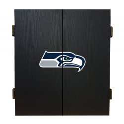 Seattle Seahawks Fan's Choice Dartboard, Dart & Cabinet Set in Black<BR>FREE SHIPPING