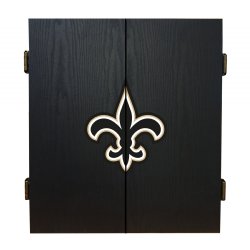 New Orleans Saints Fan's Choice Dartboard, Dart & Cabinet Set in Black<BR>FREE SHIPPING