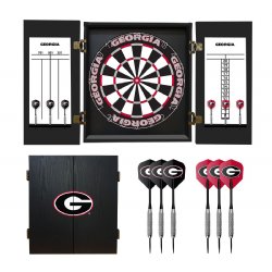 University of Georgia - Georgia Bulldogs Fan's Choice Dartboard, Dart & Cabinet Set in Black<BR>FREE SHIPPING