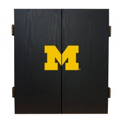 University Of Michigan - Wolverines Fan's Choice Dartboard, Dart & Cabinet Set in Black<BR>FREE SHIPPING