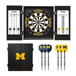 University Of Michigan - Wolverines Fan's Choice Dartboard, Dart & Cabinet Set in Black<BR>FREE SHIPPING